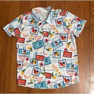 New York Mets MLB Button Up Men's XL Hawaiian Short Sleeve Shirt- EUC